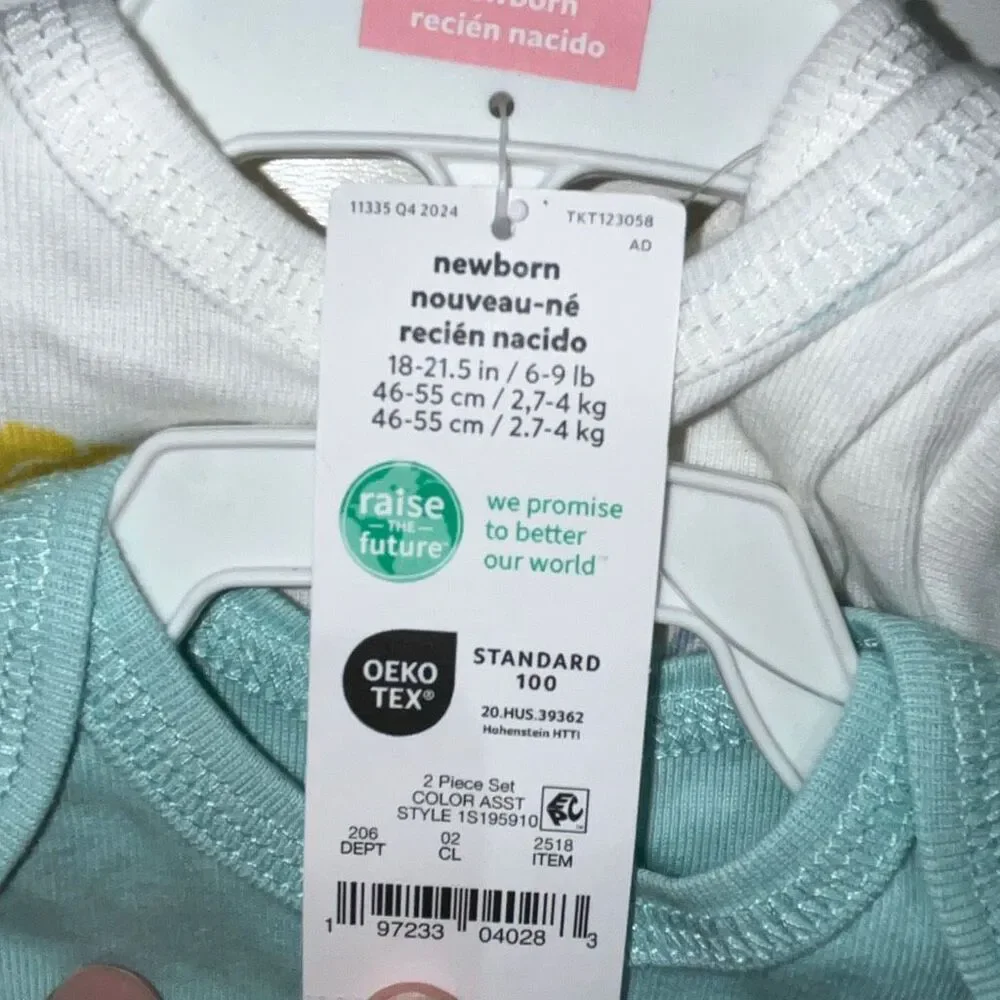 Lot of 2 Carter's Newborn My‎ First Easter Bodysuit Size 6-9 lb/0-3 Months NWT